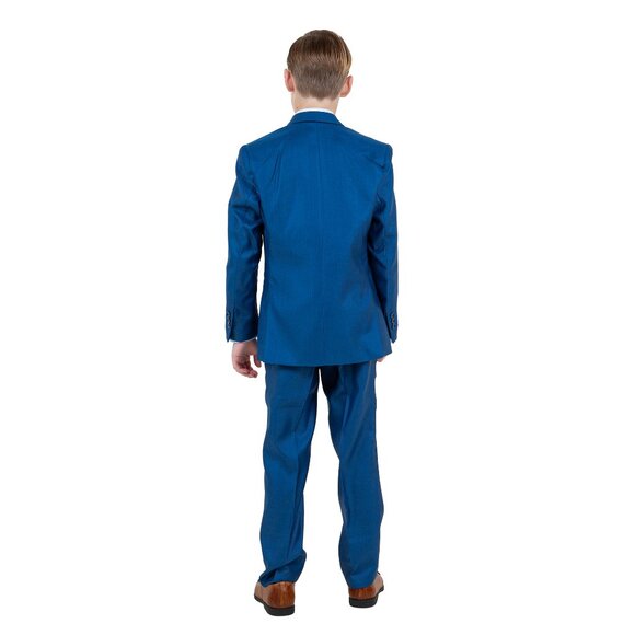 Boys Sharkskin 5pc Blue Suit Set by Tazzio - Picture 5 of 7